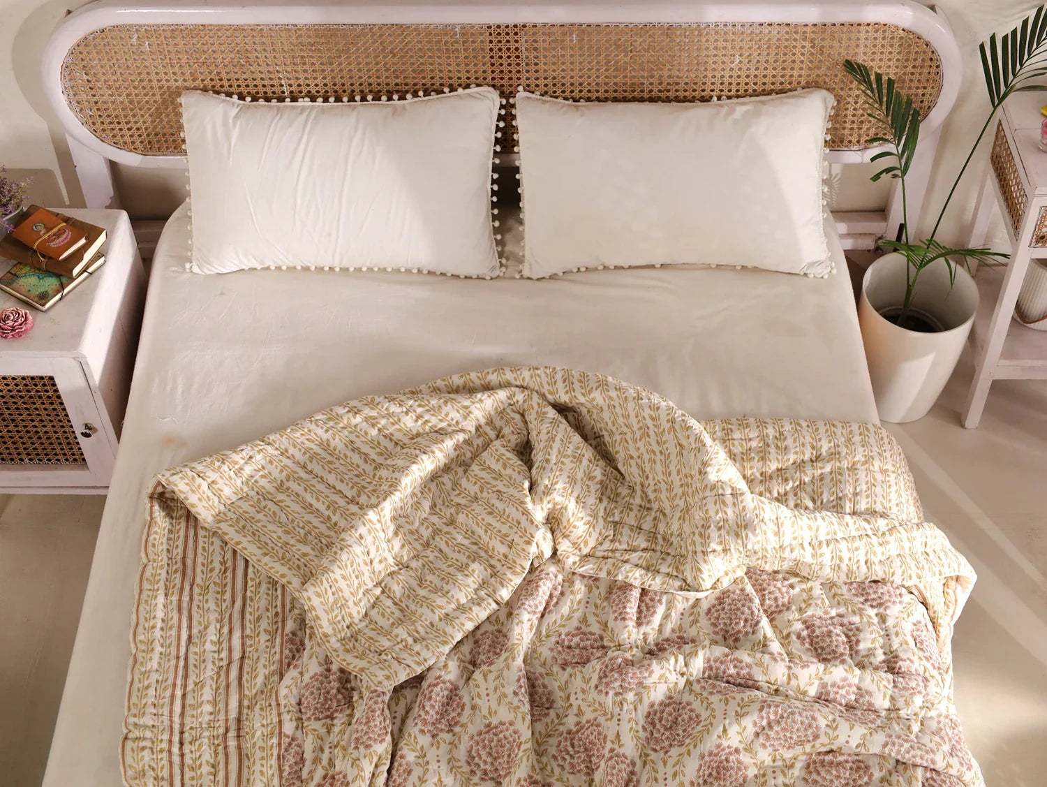 All Season Jaipuri Quilt | 100% Pure Cotton | Block Print | Double Bed - Nitya